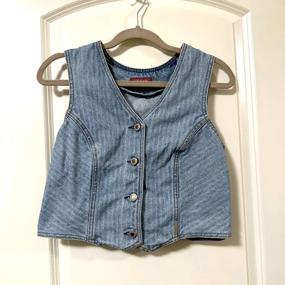 VINTAGE Rockies Denim Striped Vest Crop Cut